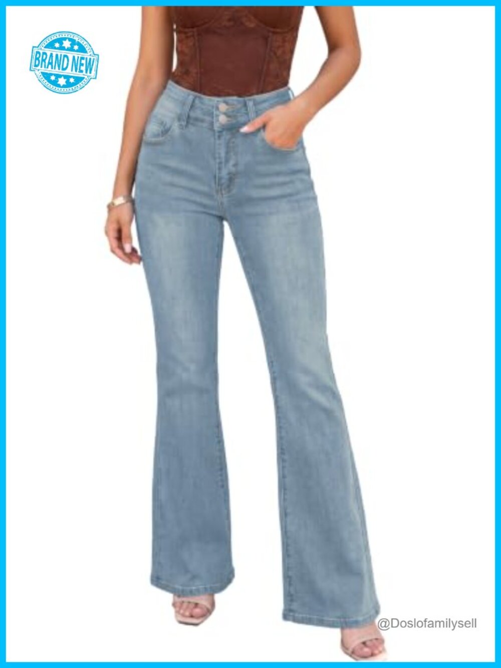 High Waisted Bootcut Jeans Stretchy Shaping Curvy Slim Fit Denim Pants